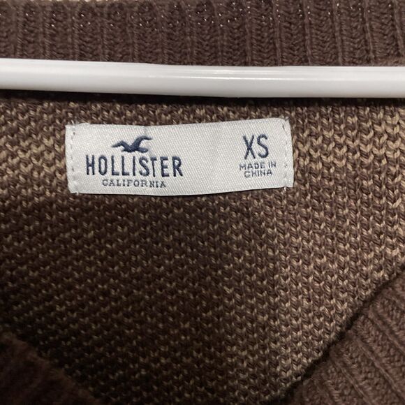 Hollister Women’s XS Crop Cardigan Brown Plaid Sweater Y2K Preppy - Picture 2 of 9